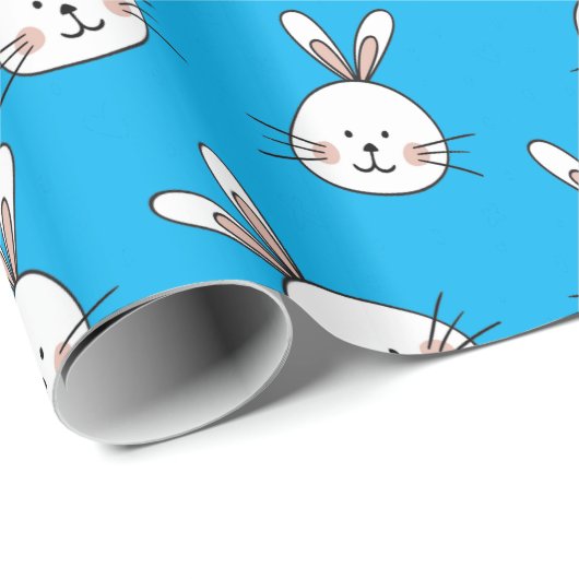 Cute Happy White Paaster Bunny Pattern Cadeaupapier (Rol Hoek)