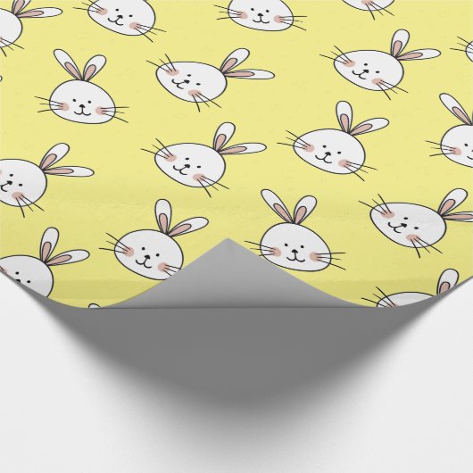 Cute Happy White Paaster Bunny Pattern Cadeaupapier (Hoek)