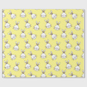 Cute Happy White Paaster Bunny Pattern Cadeaupapier (Vlak)