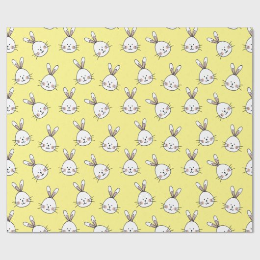 Cute Happy White Paaster Bunny Pattern Cadeaupapier (Vlak)
