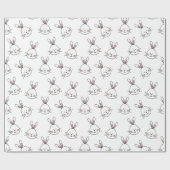 Cute Happy White Paaster Bunny Pattern Cadeaupapier (Vlak)
