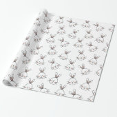 Cute Happy White Paaster Bunny Pattern Cadeaupapier (Uitgerold)