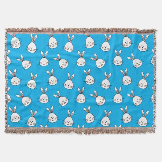 Cute Happy White Paaster Bunny Pattern Deken (Voorkant)