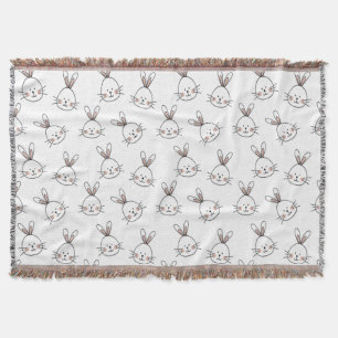 Cute Happy White Paaster Bunny Pattern Deken