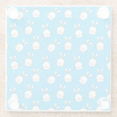 Cute Happy White Paaster Bunny Pattern Glazen Onderzetter (Achterkant)