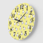 Cute Happy White Paaster Bunny Pattern Grote Klok (Hoek)