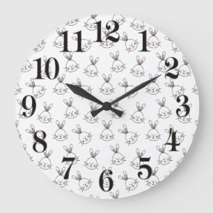 Cute Happy White Paaster Bunny Pattern Grote Klok
