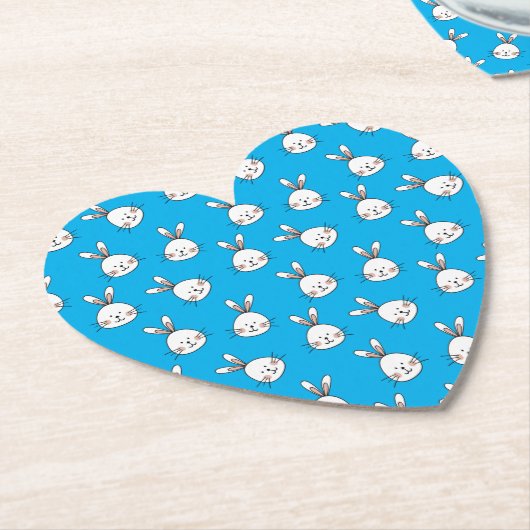 Cute Happy White Paaster Bunny Pattern Kartonnen Onderzetters (Gekanteld)