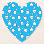 Cute Happy White Paaster Bunny Pattern Kartonnen Onderzetters (Voorkant)