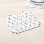 Cute Happy White Paaster Bunny Pattern Kartonnen Onderzetters (Gekanteld)