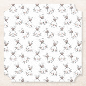 Cute Happy White Paaster Bunny Pattern Kartonnen Onderzetters (Voorkant)