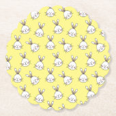Cute Happy White Paaster Bunny Pattern Kartonnen Onderzetters (Voorkant)