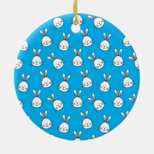 Cute Happy White Paaster Bunny Pattern Keramisch Ornament (Achterkant)