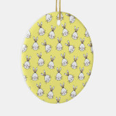Cute Happy White Paaster Bunny Pattern Keramisch Ornament (Rechts)