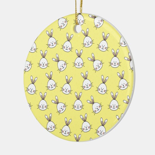 Cute Happy White Paaster Bunny Pattern Keramisch Ornament (Links)