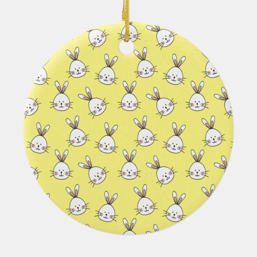 Cute Happy White Paaster Bunny Pattern Keramisch Ornament (Achterkant)