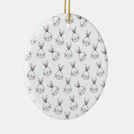 Cute Happy White Paaster Bunny Pattern Keramisch Ornament (Rechts)