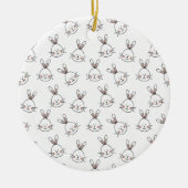 Cute Happy White Paaster Bunny Pattern Keramisch Ornament (Voorkant)