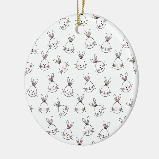 Cute Happy White Paaster Bunny Pattern Keramisch Ornament (Links)