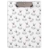Cute Happy White Paaster Bunny Pattern Klembord (Voorkant)