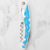 Cute Happy White Paaster Bunny Pattern Kurkentrekker (Voorkant)