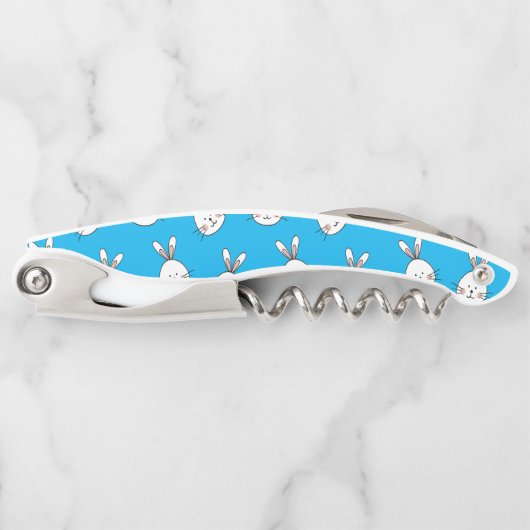 Cute Happy White Paaster Bunny Pattern Kurkentrekker (Voorkant)