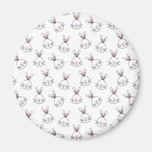 Cute Happy White Paaster Bunny Pattern Magneet (Voorkant)