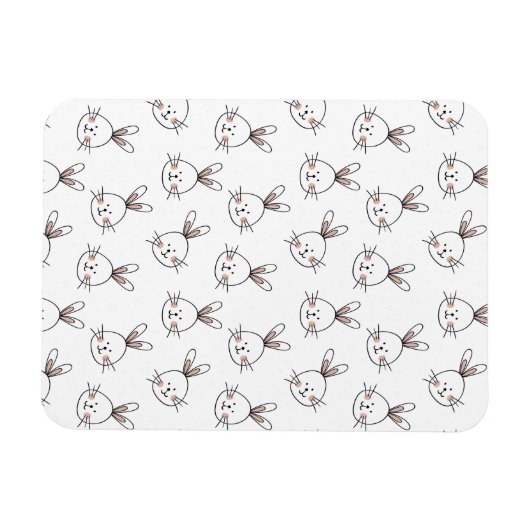 Cute Happy White Paaster Bunny Pattern Magneet (Horizontaal)