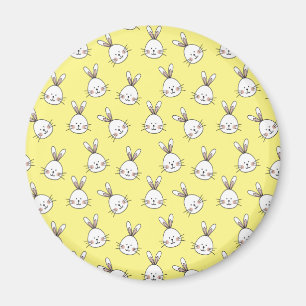 Cute Happy White Paaster Bunny Pattern Magneet