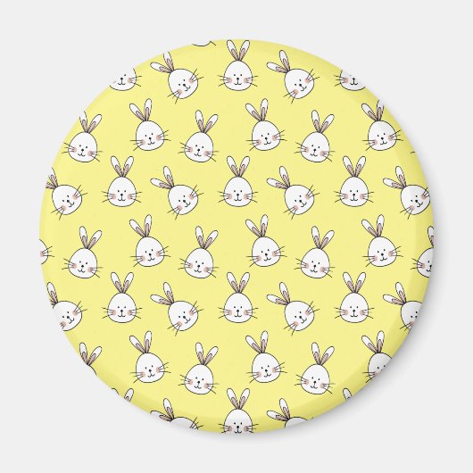 Cute Happy White Paaster Bunny Pattern Magneet (Voorkant)