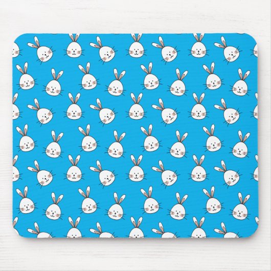Cute Happy White Paaster Bunny Pattern Muismat (Voorkant)