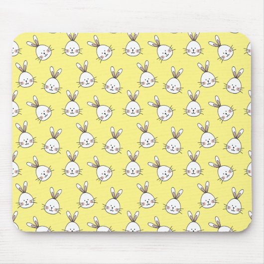 Cute Happy White Paaster Bunny Pattern Muismat (Voorkant)