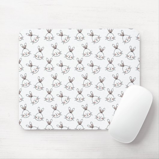 Cute Happy White Paaster Bunny Pattern Muismat (Met muis)