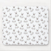 Cute Happy White Paaster Bunny Pattern Muismat (Voorkant)