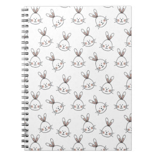 Cute Happy White Paaster Bunny Pattern Notitieboek