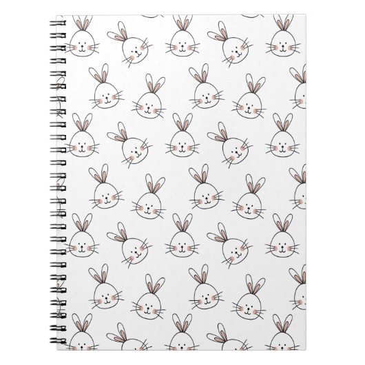 Cute Happy White Paaster Bunny Pattern Notitieboek (Voorkant)