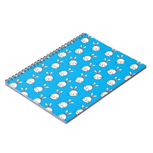 Cute Happy White Paaster Bunny Pattern Notitieboek (Linkerzijde)