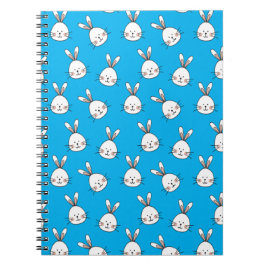 Cute Happy White Paaster Bunny Pattern Notitieboek