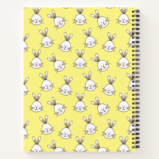 Cute Happy White Paaster Bunny Pattern Notitieboek (Achterkant)