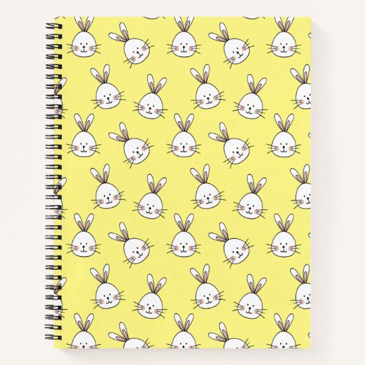 Cute Happy White Paaster Bunny Pattern Notitieboek (Voorkant)
