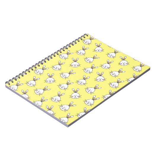 Cute Happy White Paaster Bunny Pattern Notitieboek (Linkerzijde)