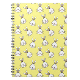 Cute Happy White Paaster Bunny Pattern Notitieboek
