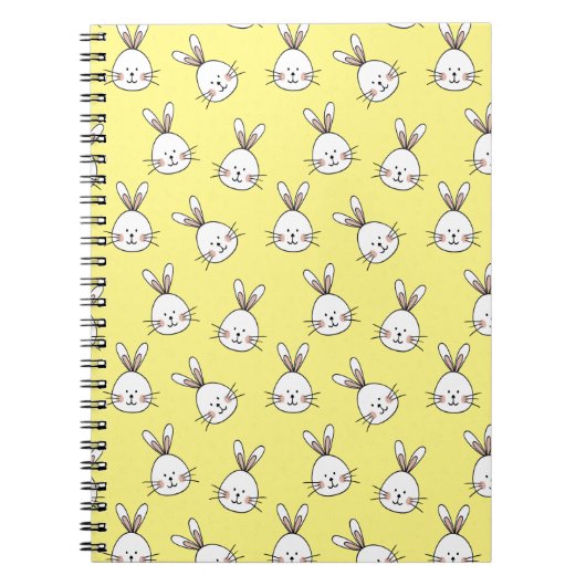 Cute Happy White Paaster Bunny Pattern Notitieboek (Voorkant)