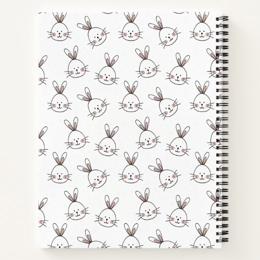Cute Happy White Paaster Bunny Pattern Notitieboek (Achterkant)