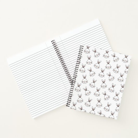 Cute Happy White Paaster Bunny Pattern Notitieboek (Binnen)