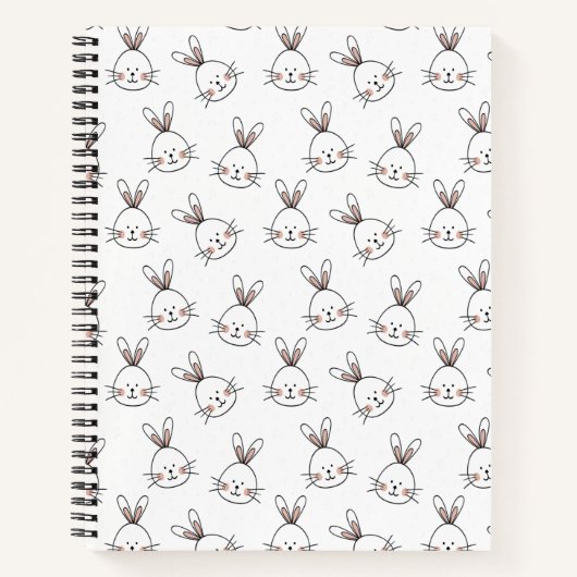 Cute Happy White Paaster Bunny Pattern Notitieboek (Voorkant)