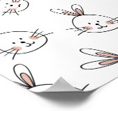 Cute Happy White Paaster Bunny Pattern Poster (Hoek)