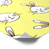 Cute Happy White Paaster Bunny Pattern Poster (Hoek)