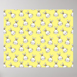 Cute Happy White Paaster Bunny Pattern Poster
