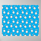 Cute Happy White Paaster Bunny Pattern Poster (Voorkant)